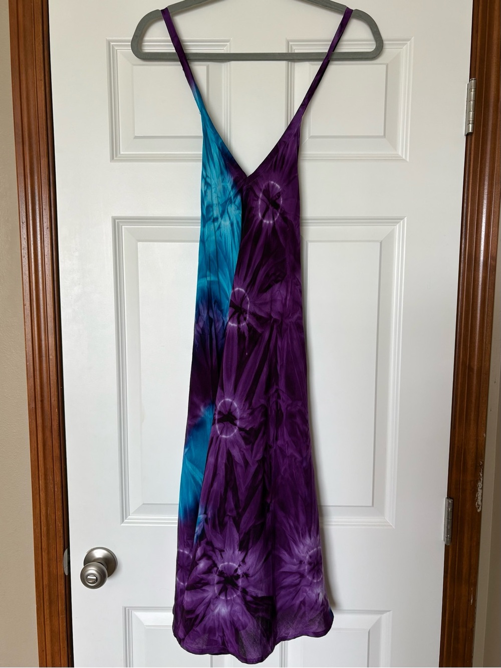 India Boutique Teal & Purple Tie-Dye Slip Dress